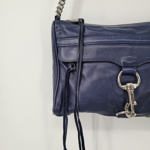 Rebecca Minkoff MAC Daddy Crossbody Bag Navy Blue Ink Silver Vintage Made in USA - Picture 6 of 11